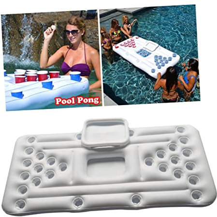 BESPORTBLE Inflatable Table for Water Cup Hole Floating Bed Beer Beverage Ice Bucket Outdoor Drinks Party Pool