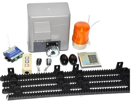600kg/1300LBS Elettrico Apriporta Scorrevole 4M Rail Apri del Cancello Operatore Porta Scorrevole Kit Cancello Scorrevole Kit di Controllo Remoto,Sicurezza Affidabile(Kit3)