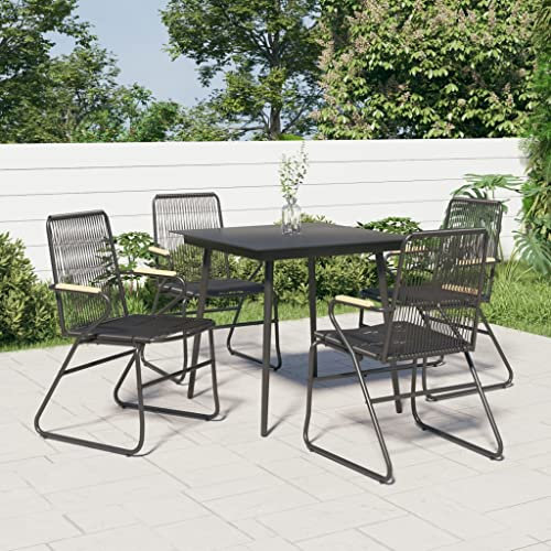 Xichuzi Gartenstühle 4 STK. Schwarz 58x59x85,5 cm PVC Rattan, Gartenmöbel, Terrassenstühle, Balkon Sessel, Balkon Stühle, Balkonstuhl, Garten Stühle Für Draussen - 312174