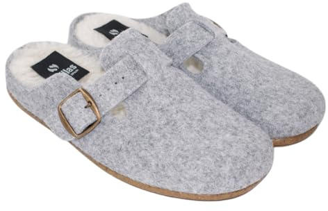 Sevillas Zapatilla casa fieltro zuecos comodos calentitos Los zapatos de Daniela MOD 21417 (Gris, Una talla, Sistema tallas calzado EU, Adulto, Números, mediano, 37)