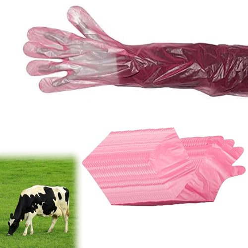 Comioke Gants Longs en Plastique Vétérinaire, Gants D'insémination Jetables, 30pcs Gants Imperméables Transparents Jetables, Gants de Nettoyage Ménagers, 90cm Gants D'insémination Artificielle
