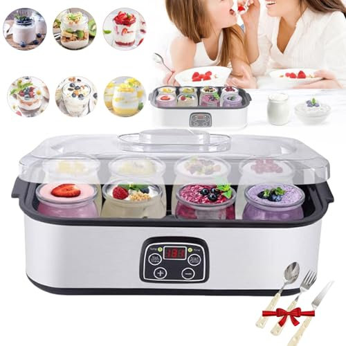 Probiotic Yogurt Motor, Probiotic Yogurt Maker with Adjustable Temperature & Time Control, 1400 ML Ultimate Yogurt Maker with 8 Pcs Glass Jars, Automatic Digital Yoghurt Maker Machine