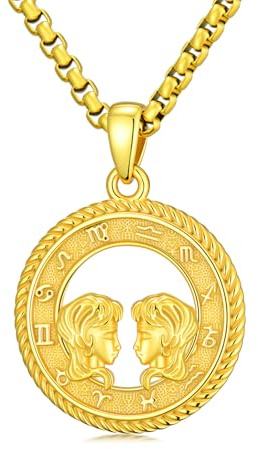 PARYFO Collier avec pendentif signe du zodiaque 12 signes du zodiaque, chaîne horoscope oxydée/or, pendentif constellations, astrologie, cadeau d'anniversaire pour hommes et femmes, 22MM, Argent