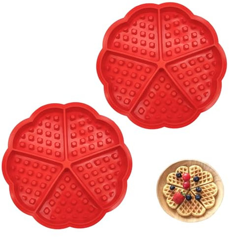 Set di 2 Stampi per Waffle in Silicone con Rivestimento Antiaderente, Utensili da Cucina Multifunzionali per Dolci, Mousse e Gelatine, Adatti a Microonde, Forno e Lavastoviglie