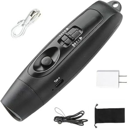 Riaisttd Sifflet électronique | Gadget sifflant multifonction portable réglable 3 différents gadget puissant – Sifflet électrique haut volume rechargeable par USB avec cordon et lumière pour camping