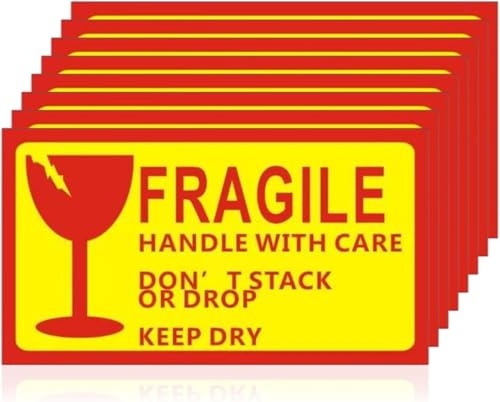 Vorsicht Zerbrechlich Aufkleber, 100 Stk, Fragile Versandaufkleber | Handle With Care, Auffälliges Design, Starke Haftung, Vielseitig Einsetzbar, Zeit Und Kostensparend