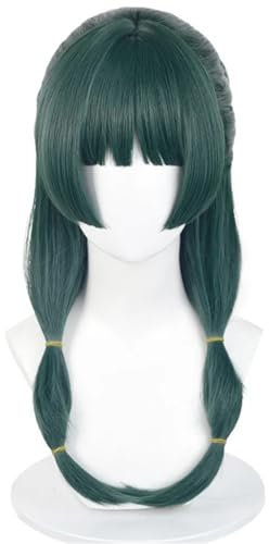 Windskids Mao Mao Cosplay Perücken Damen 60 CM Grün Lange Doppelter Zopf Glatthaar Pony Kostümperücke Verkleidung Apothecary Diaries Apotheker Mao Mao Halloween Karneval Party Maskerade Anime Wig