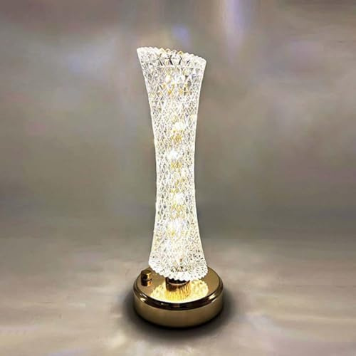 LOGT Akku Tischlampe Kabellos LED Dimmbar Nachttischlampe mit Touch Ohne Kabel Batterie Leuchte Acryl Schirm Tischleuchte Kristall Glas Lampe 3 Helligkeitsstufen Schreibtischlampe für Schlafzimmer