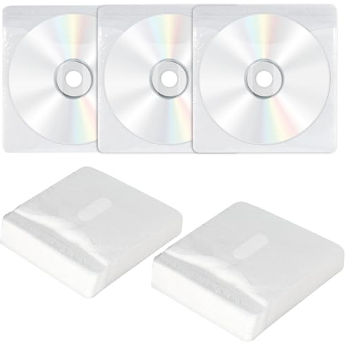 Trendecor 200 Stück CD/DVD Hüllen, Doppelseitige CD Hüllen Kunststoff | CD-DVD-Schutzhüllen Cd Rohlinge für Aufbewahrung Single und Doppel Sichere Aufbewahrung