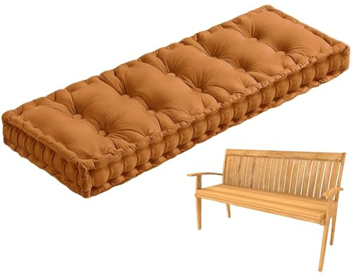 Genérico Cojín de Banco de 10 cm con Asa, Cojín de Terciopelo Suave para Silla de Exterior, Cojín de Banco para Ventana para Muebles de Jardín Alféizar de Ventana Patio Interior,Earthy,110x40cm