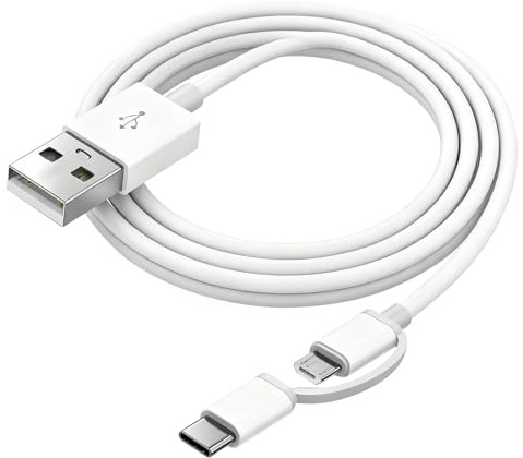 2 In 1 Usb C Charger Cord Cable, 1m Fast Charging Cable Compatible with Kindle Fire Paperwhite E-Readers Echo Dot 2nd Gen Fire TV Stick Samsung Galaxy Android Phones iPhone Series Micro USB to USB C