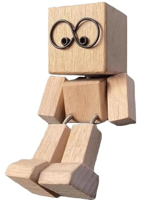 ELYIQI Wackelnder Holzmann, Schüttelmann Holz, Wackelnde Holzfigur, Lustige Schreibtischdekoration Für Auto Und Büro, Originelles Geschenk Für Erwachsene