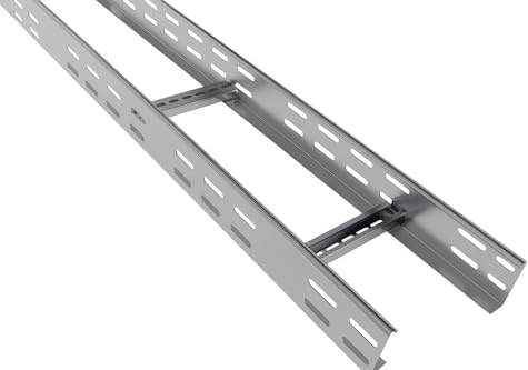 Alupedia Kabelleiter aus feuerverzinktem Stahl – 60x100 3m, Mit Seiten- und Bodenlochung, Langlebiger Kabelträger für professionelle Installationen (100 mm Breit)