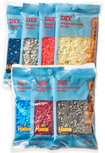 Hama Perline 9413 Set di perline da stirare con circa 7000 perline Midi, diametro 5 mm, in 7 colori, divertimento creativo per grandi e piccini