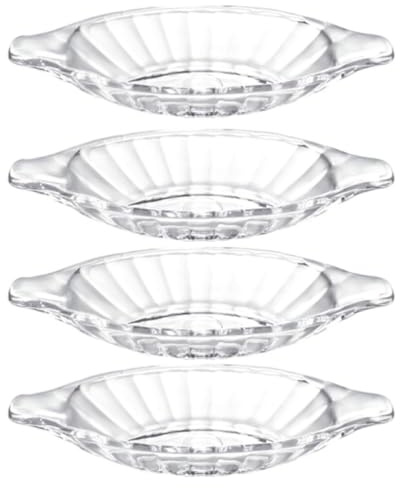 EdirFtra Bol en Verre créatif en Forme de Banane, Bol à Glace, Bol à Dessert, pour Sushi, Fruits, Pudding, en-Cas, Assiette à Fruits secs, Lot de 4 pièces
