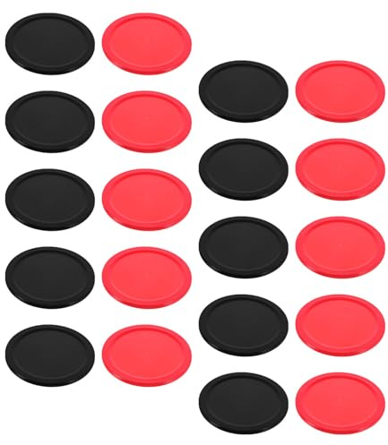Kisangel Discos de Hockey de Aire 64 MM para Mesa de Juego Accesorios de Repuesto 20 Piezas 10 Negros 10 Rojos Discos Blandos para Entrenamiento y Juego en Interiores y Exteriores