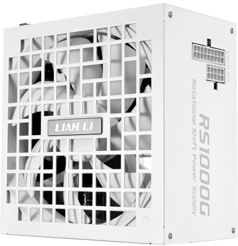 Lian Li RS Series Netzteil – 1.000 W Weiß | 80 Plus Gold Effizienz, ATX 3.1, Vollmodular, Drehbarer AC-Anschluss & RS USB-Hub, Modernes Leises Gaming-PC PSU