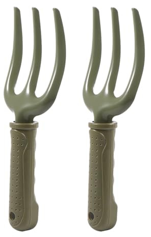 Tofficu 2 Piezas Herramientas de Jardín Horquilla Pequeña de Metal con Mango de Madera Antideslizante para Deshierbe y Trasplante Huertos y Flores
