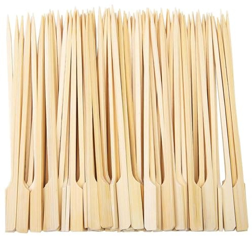 GSV Essentials Bamboo Skewers, 20 cm Long Wooden Kebab Skewers, Reusable Food Safe BBQ Skewers for Grilling,Drinks,Barbecue Cocktail Sticks, Buffets Party Heat Resistant Fondue Sticks(100 Pcs)
