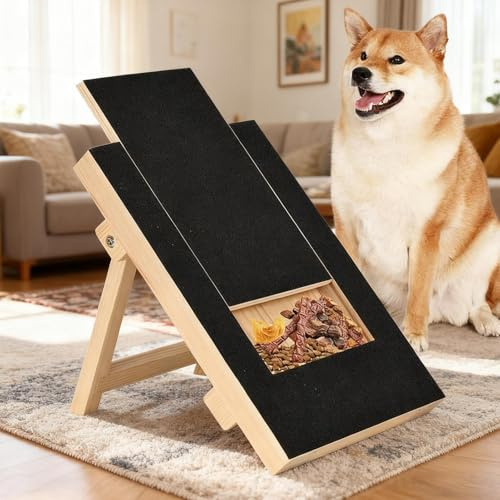 Kratzbrett Für Hundekrallen, 14X10 Zoll Kratzbrett Holz, Multifunktionales Kratzbretts Mit Leckerli Box Hunde Katzen, Robustes Kratzbretts Für Hundekrallen