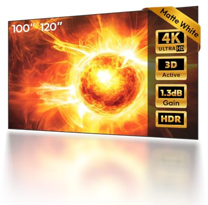 NothingProjector Écran Projecteur Cadre Fixe Blanc Mat 120 Pouces | Pour UST, Courte Focale & Standard, Toile Blanc Mat 1,3 Gain, 4K/8K UHD, 16:9, 3D Active, Montage Mural, Home Cinéma