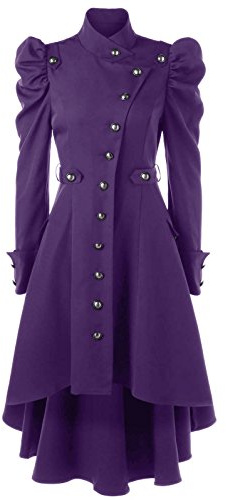 Beebeauty Abito da donna retrò gotico, Lungo cappotto Giacca a vento Era Vitoria (Small, viola)