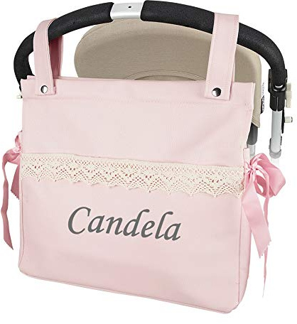 Danielstore Bolso Talega Carrito bebe Personalizada Lactancia Polipiel Con Nombre Bordado - Color rosa