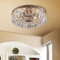 BESTIER Antique Argent Empire Français Cristal Semi Encastré Lustre Éclairage LED Plafonnier Luminaire Lampe pour Salle À Manger Salle De Bains Chambre Salon 4 E14 Ampoules Requises