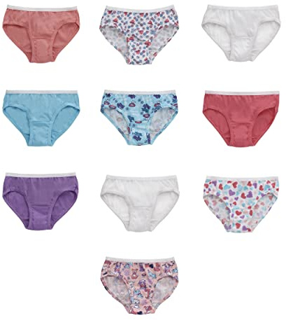 Hanes Girls And Toddler Underwear, Cotton Knit Tagless Brief, Hipster, Bikini Panties, Multipack (Colors May Vary), Hipster - Assorted 3 - 10 Pack, 2-3T US