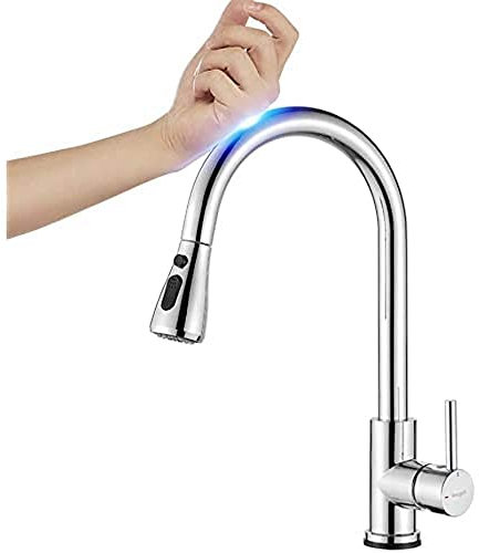Ibergrif, Pull-Out Kitchen Tap with Spray, Low Pressure Single Lever Sink Mixer
