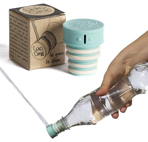 CuloClean Bidé De Mano para WC. Hecho en España. El bidet portátil más discreto. Compatible con cualquier botella de plástico. Ducha sanitaria o de viaje, tapón acoplable. (1pcs Aguamarina)