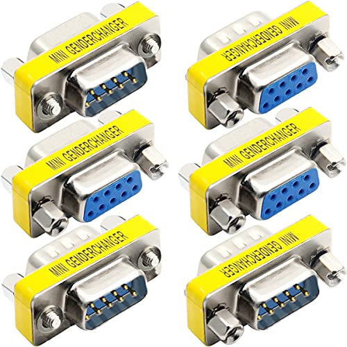 Xiatiaosann 6 PCS DB9 maschio a maschio/femmina a femmina, cambio di genere RS232, connettore adattatore per porta seriale di trasferimento dati a 9 pin
