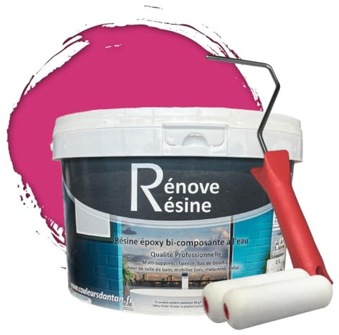 COULEURS D ANTAN Peinture Résine multisupport Intérieur pour Faïence, Carrelage, Douche, Baignoire 5m² - RAL 4010 Telemagenta + Kit d'application OFFERT