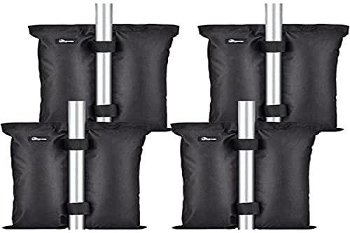Mrrihand 4-Set Pesi per Tenda Gazebo, Sacco di Sabbia di 1680D Oxford Panno, Zavorra Gazebo con Cinghia Lunga per Qualsiasi Tenda Pop-up Outdoor Gazebo Ombrelloni Piscina Scala, Nero