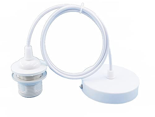 E27 Lampade a Sospensione Accessori, Retro Plafoniere Lampadario Titolare Accessori Con 150 CM Cavo, per Bar, Caffetteria, Negozio di Abbigliamento, Casa, Hotel (Bianca)