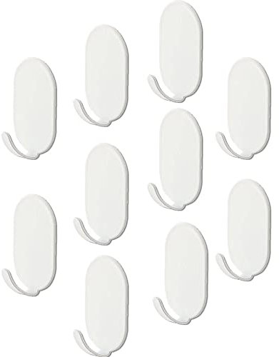 KAXIMON Selbstklebende Haken, weiß, 10 Stück, klebrige Haken, extra stark, für Küche, Bad, Waschbecken – wasserdichter Karbonstahl Stick Aufhänger an Handtuchhaken