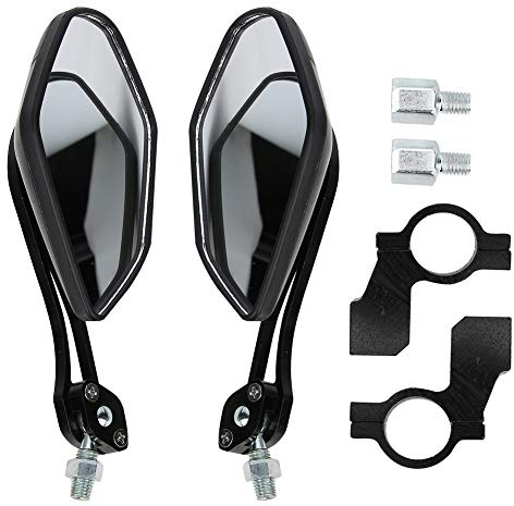 Joyzan Bike Mirrors for Handlebars, Rotated 360 Degrees Universal Adjustable Rearview Rotatable Safe Bicycle Bar End HD Wide Angle Rear View Scratch Resistant Glass Lens Cycling Road Mountain Ebike