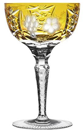 Ajka Marsala Golden Yellow Lead Crystal Champagne Coupe Glass 7.1 oz - Single Unit
