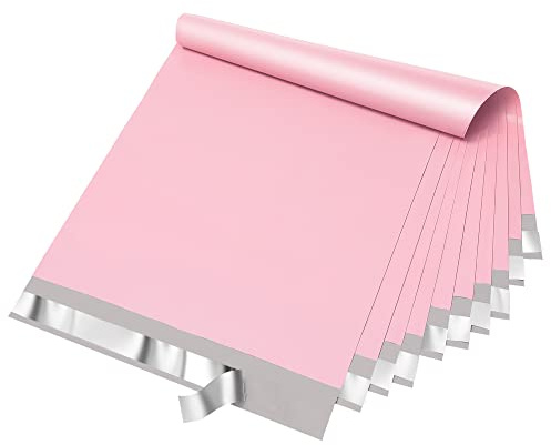 Fuxury Poly Mailers 12x15.5Inch 50 Pcs, Waterproof Shipping Bags for Clothing, Strong Adhesive Shipping Envelopes for Small Business, Self Seal Mailers Poly Bags Mailing Envelopes Light Pink