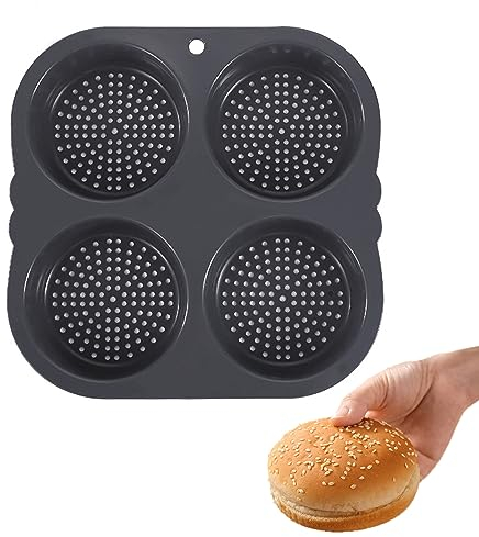 Burger Buns Backform Silikon, Muffinform Mit 4 Hohlräumen Nicht Stick Brot Backform, Wiederverwendbare Kichen Backwerkzeug Für Hamburger, Kuchen, Kuchen, Pudding