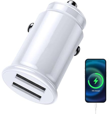 Caricabatteria USB Per Auto - Adattatore Per Caricabatteria Da Auto a 2 Porte | Adattatore USB Per Auto 3,1 A, Porta Del Caricatore Per Auto | Caricabatterie Per Auto A Ricarica Rapida | Collegare