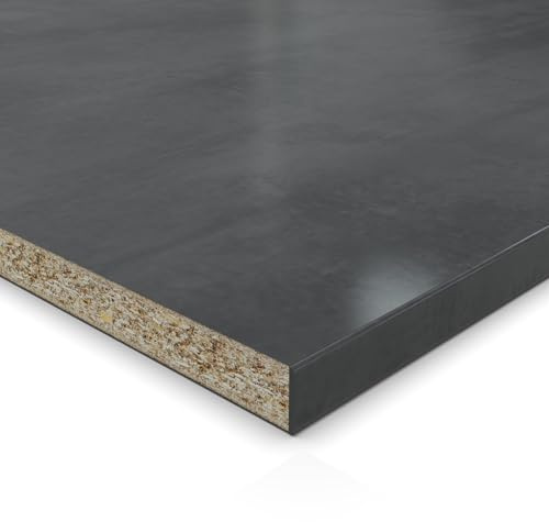 AUPROTEC Dekorplatte 19 mm Beton Infinity 50x140 cm – ABS-Kante an langer Seite, pflegeleicht & robust für Regale, Möbel, Innenausbau