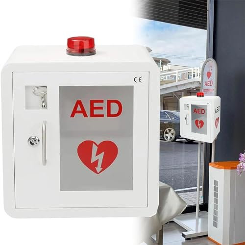 SXTYFBB Universeller AED-Defibrillator-Aufbewahrungsschrank mit Schlüssel und Alarm, wandmontierter AED-Schrank, abgerundetes Eckendesign für Zuhause/Büro/Krankenhaus/öffentliche Orte