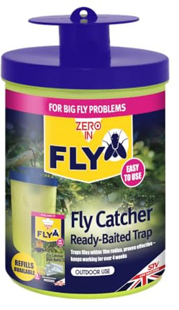 Zero In® Fly Catcher Ready-Baited Trap, Effective and Convenient Fly Control, Pre-Baited for Instant Use, Non-Toxic, Odour-Free, Outdoor Use