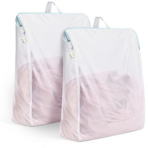 OTraki 2 Pezzi Sacchetti Lavatrice Biancheria 30 x 40 cm, con Cerniera Nascosta Retina per Lavatrice con Manici, Grandi Sacchetti per La Biancheria In Rete per Lavatrice, Delicati Vestiti