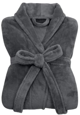 npluseins Accappatoio da donna e da uomo, in morbido pile con collo sciallato – Accappatoio da sauna da donna, antracite., L