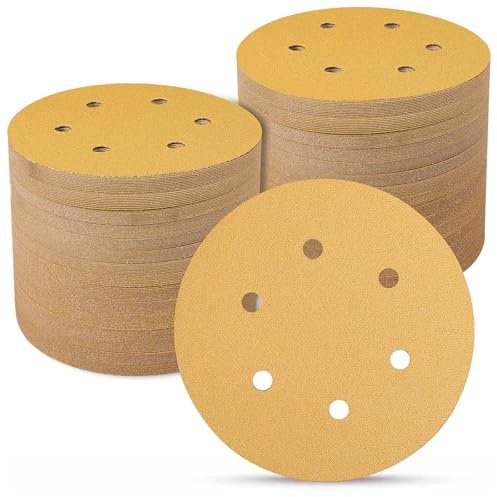 Sruhrak Disques Abrasifs 150mm, 80 Grain 100 Pièces | 6 Trous Disque Poncage Papier Abrasif pour Ponceuse Excentrique | Bois/Méta l | Bricolage & Professionnels