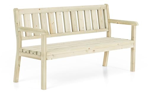 Amata UNGURS Dreifachbank Modernes Design - Wetterfeste Holzbank für Draußen, Terrasse, Hinterhof und Garten Feuerstellen - Ergonomischer und Langlebiger Stuhl, Zeitloses Design (Holz)