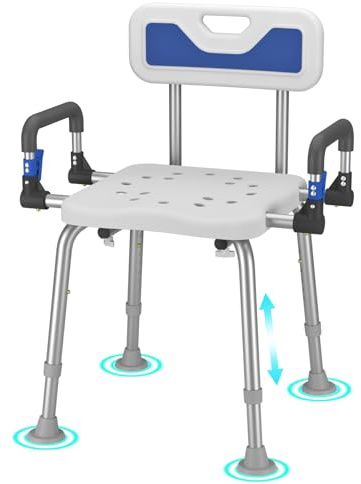 Drseats Silla de ducha ultra ancha con reposabrazos, banco de baño, sillas de seguridad médica bariátrica, FSA/HSA 500 libras, resistente, altura ajustable para ancianos, adultos, discapacitados y