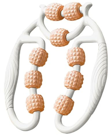 Rodillo Muscular para Piernas - Rodillo Masaje Muscular, Rodillo Masaje Piernas, Masajeador Anticelulitico 3d para Todo Cuerpo, Cuello Masajes Musculars Fitness,9 ruedas, blanco-naranja